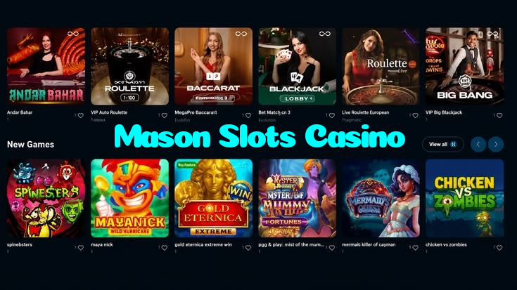 Mason Slots Casino casino presented on mobile device in Pakistan with slots and live games